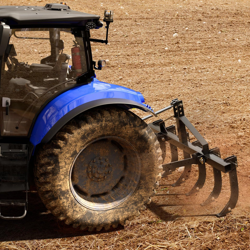 Garvee Plow Scarifier Implement, Removable Tractor Cultivator with 6 Scarifier Shanks, 48 Inches, 3 Point Tiller for CAT-0 & CAT-1 ATV/UTV