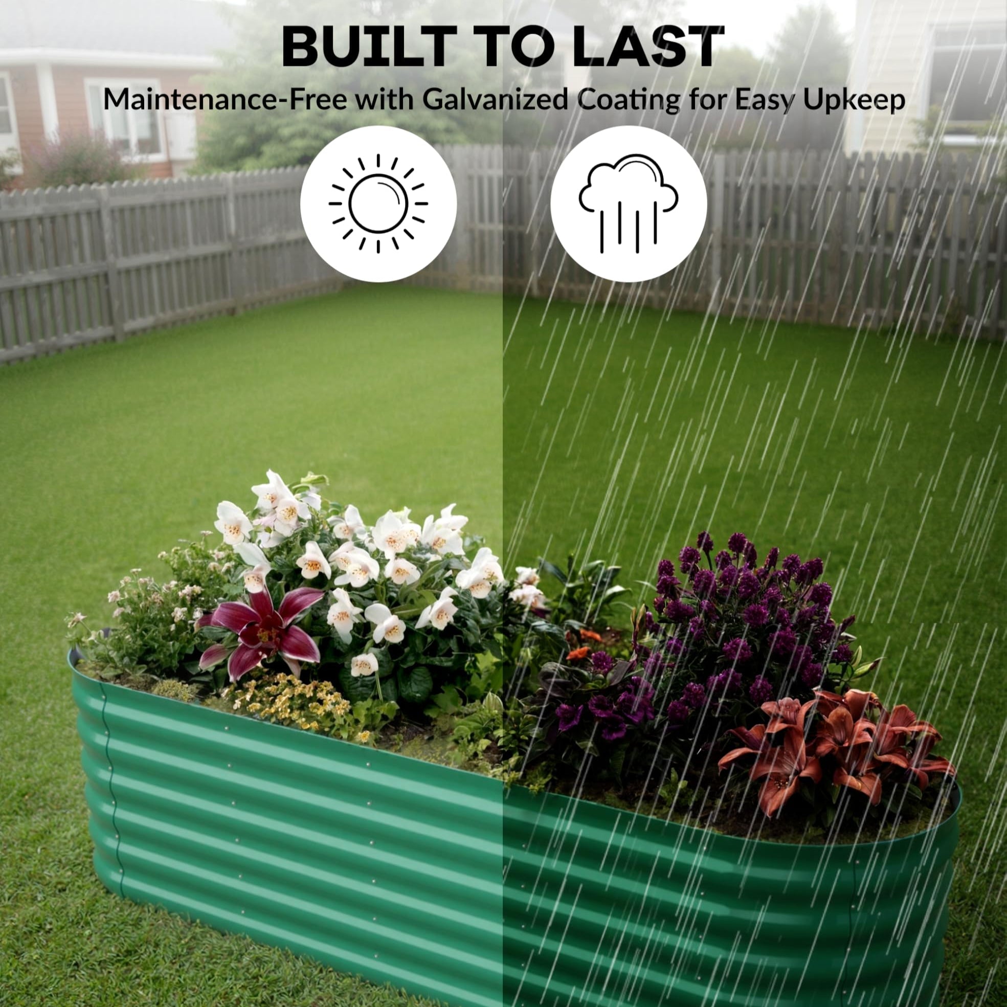 Garvee 8' X 2' X 1.5' Raised Garden Bed,Galvanized Raised Planter Boxes Outdoor with Easy Assembly, Large Garden Bed for Vegetables, Fruits, Flower,Raised Garden Bed, Green