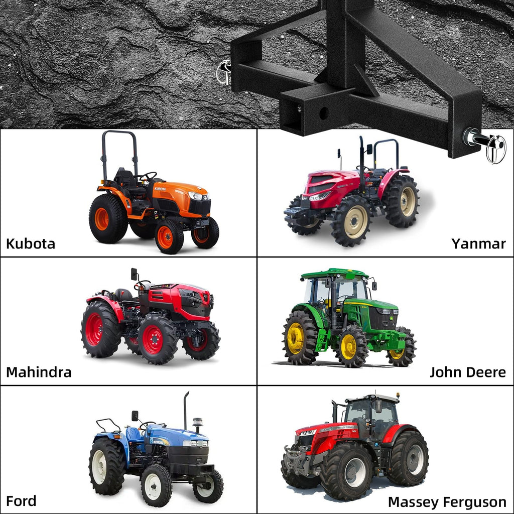 Garvee 3 Point Quick Hitch Receiver, 2" Receiver Quick Hitch Compatible Category 1 Tractor,Heavy Duty 3 Point Hitch Farm Equipment and Subcompact Trailer Hitch Attachments