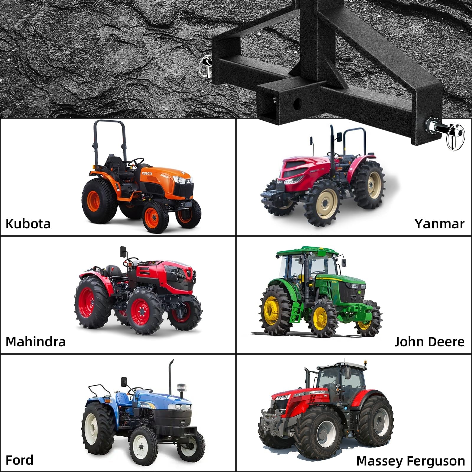 Garvee 3 Point Quick Hitch Receiver, 2" Receiver Quick Hitch Compatible Category 1 Tractor,Heavy Duty 3 Point Hitch Farm Equipment and Subcompact Trailer Hitch Attachments