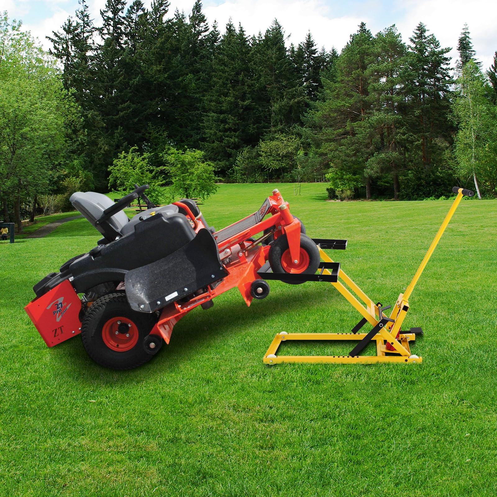 Garvee Lawn Mower Lift with Hydraulic Jack, 26 Inches Lawn Mower Lift, Welded Solid Steel Construction, Weight Capacity 500 LBS, for Riding Lawn Mowers Tractors, ATVs Maintenance