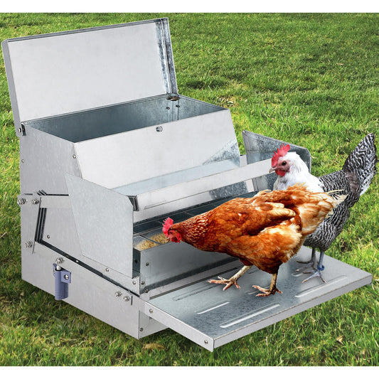 Garvee Chicken Treadle Feeder, Poultry Feeder, 30lbs Automatic Chicken Feeder with Sides Buffer System, for 15-20 Chickens