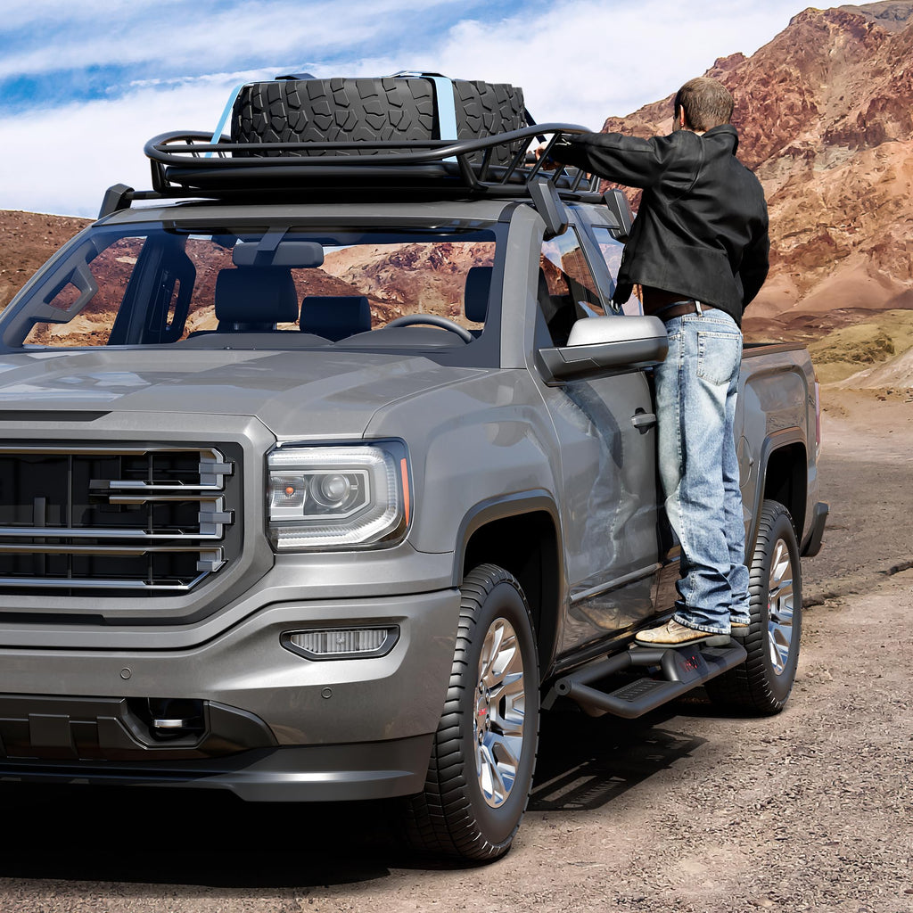 Garvee Running Boards Compatible with 2015-2022 Chevy Colorado/GMC Canyon SuperCrew Cab,Steel Two Stairs Rock Sliders for 2015 2016 2017 2018 2019 2020 2021 2022 Chevy Colorado/GMC Canyon Crew Cab
