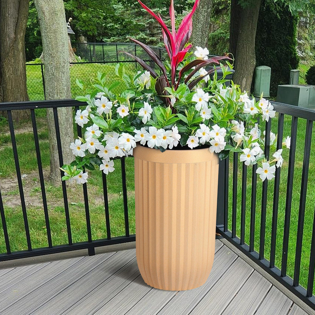 Garvee 23" Tall Self-Watering Planters Set of 2 with Water Level Monitor & Hidden Wheels - Ideal for Living Room, Office, Patio, Garden, Gold
