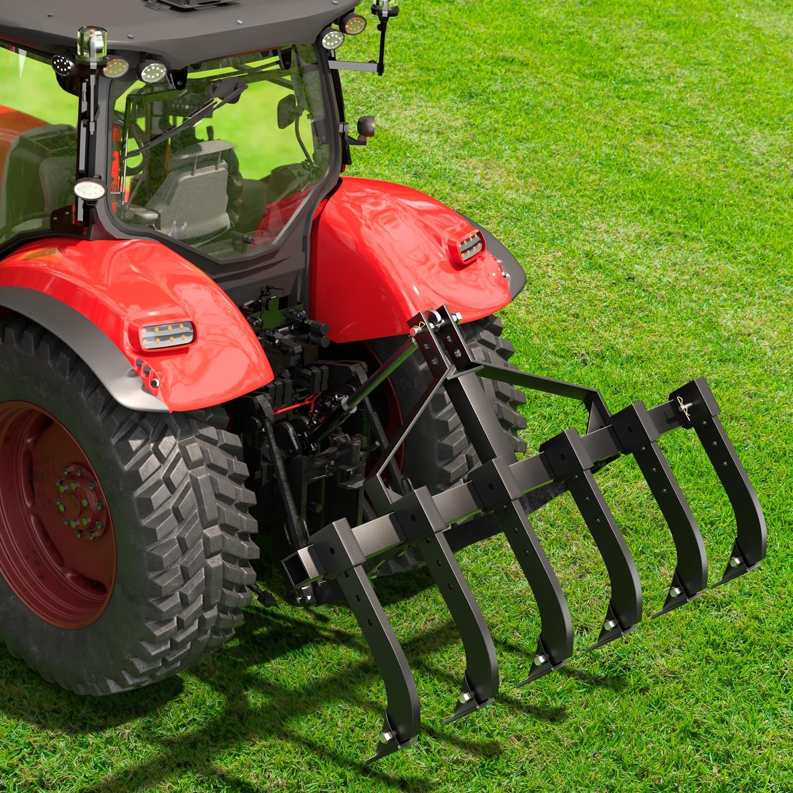Garvee Plow Scarifier Implement, Removable Tractor Cultivator with 6 Scarifier Shanks, 48 Inches, 3 Point Tiller for CAT-0 & CAT-1 ATV/UTV