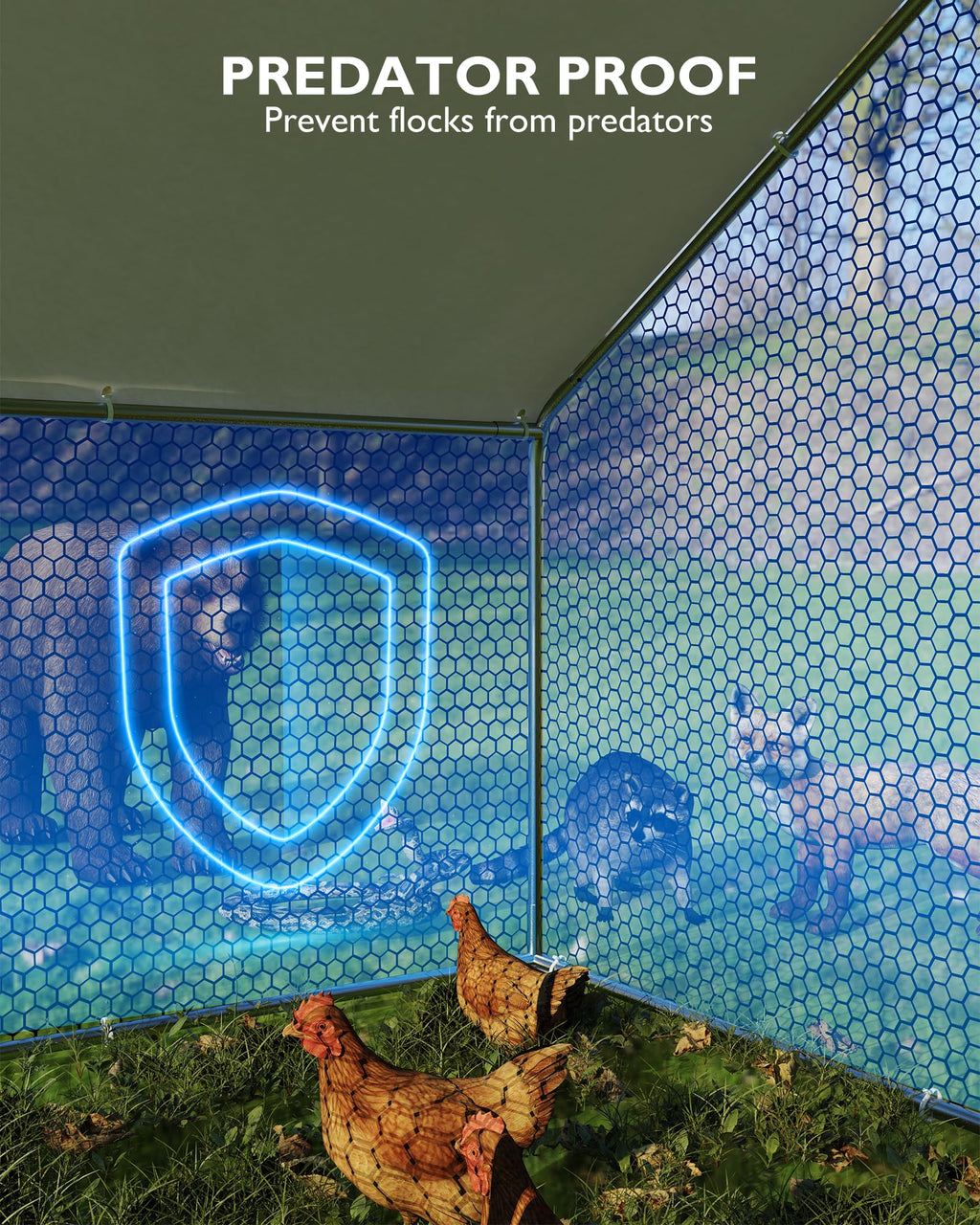 Garvee Large Metal Chicken Coop: Outdoor Walk-in Poultry Cage for 6-10 Chickens, Spire Shaped, Waterproof Anti-UV Cover for Farm or Backyard