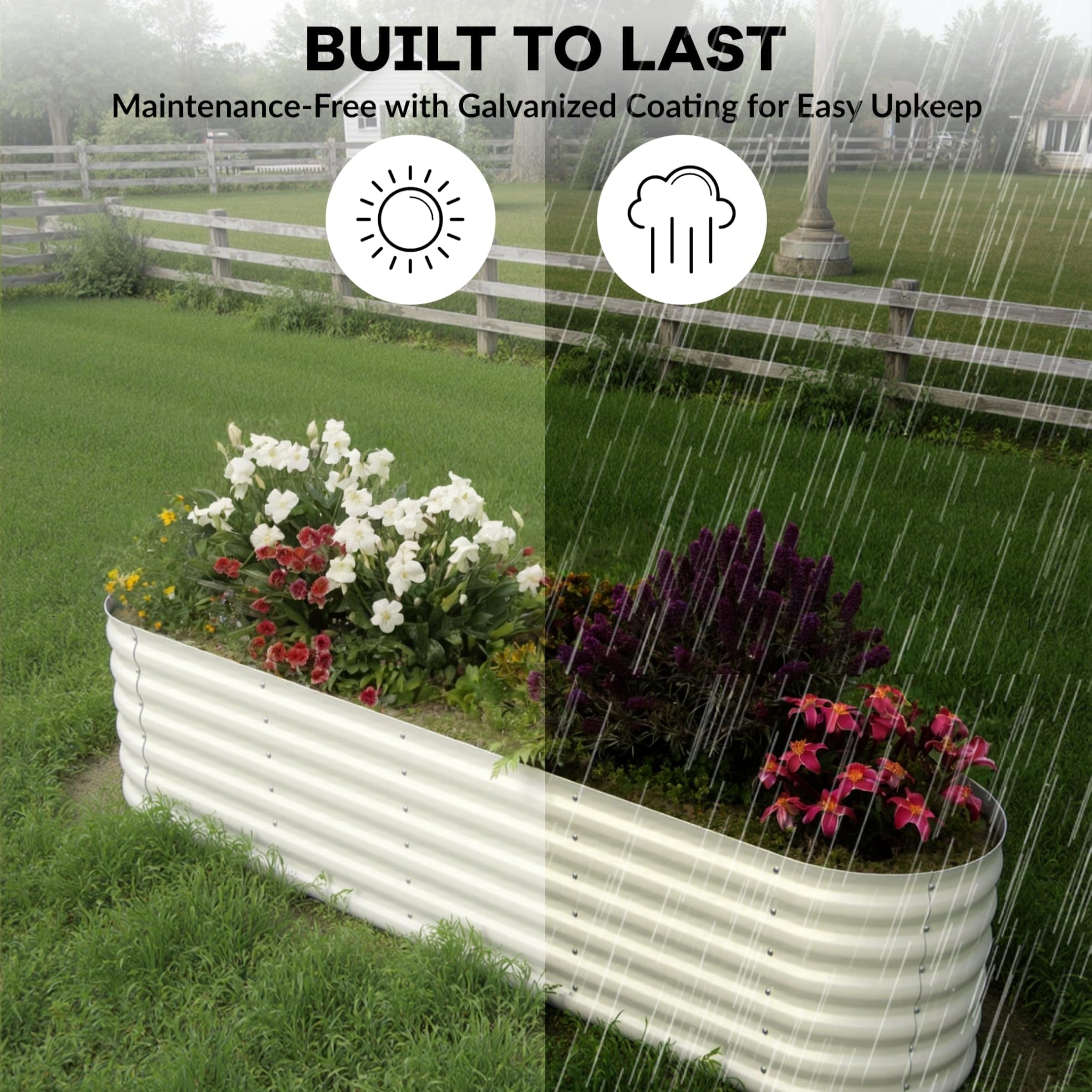 Garvee 8' X 4' X 1.5' Galvanized Raised Garden Bed, Large Outdoor Planter Box for Vegetables, Fruits & Flowers, Beige