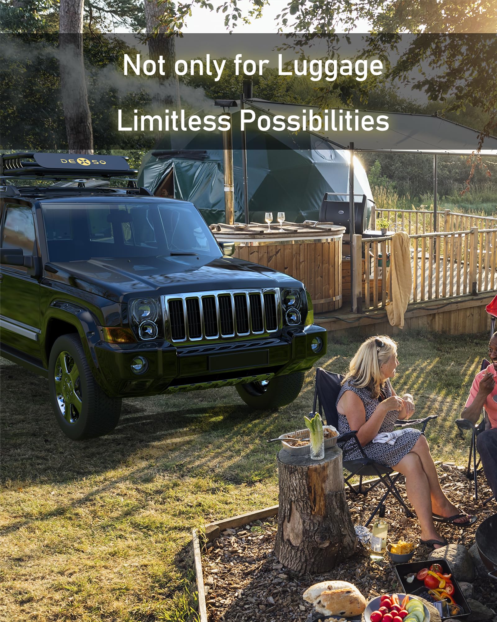 Garvee Roof Rack Cargo Basket, 64"x 39"x 6" Rooftop Carrier with 200 LB Capacity & Waterproof Coating, Heavy Duty Universal Luggage Holder for SUVs, Jeep Cherokee, Wrangler, Toyota RAV4-Black