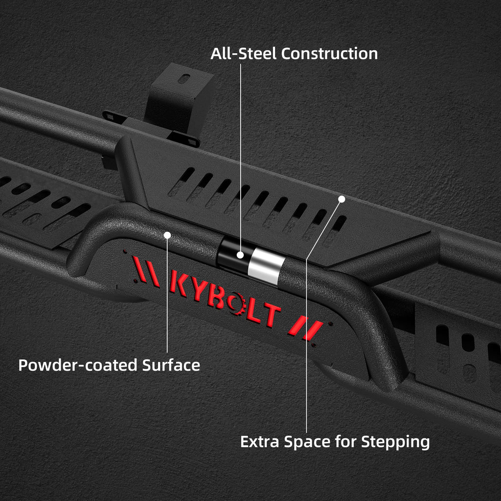 Garvee Running Boards 6.5 Inches with Two Stairs Design Compatible with 2015-2024 Ford F-150 SuperCrew Cab (4 Full-Size Doors), 2017-2024 Ford F-250 F-350 Super Duty Crew Cab, Bolt-on Side Steps