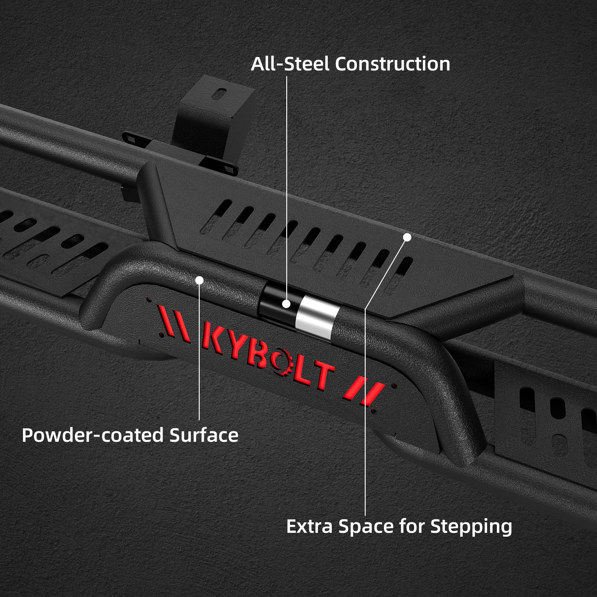 Garvee Running Boards 6.5 Inches with Two Stairs Design Compatible with 2009-2018 Dodge Ram 1500, 2019-2023 Ram 1500 Classic, 2010-2022 Ram 2500 3500 Crew Cab(4 Full-Size Doors), Bolt-on Side Steps
