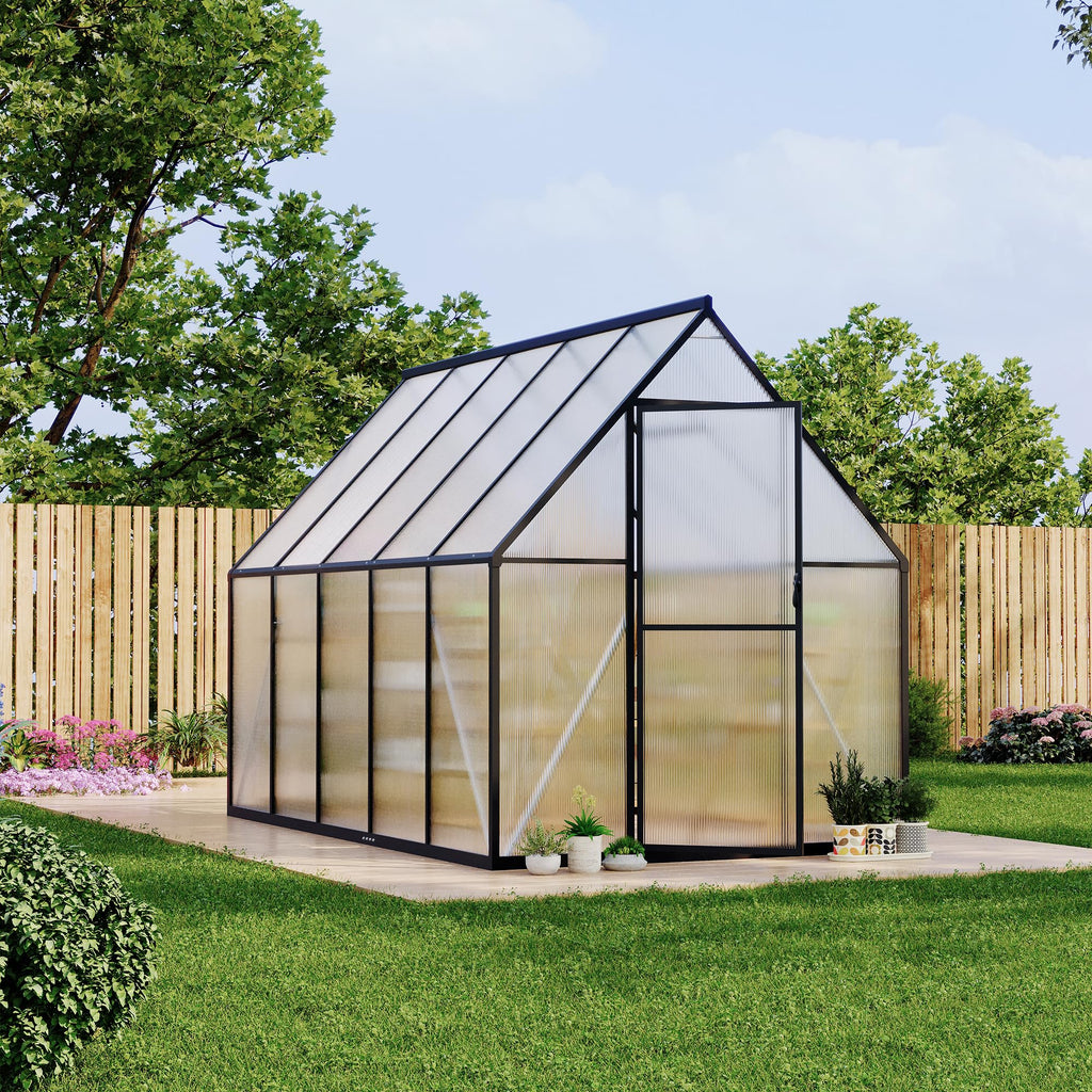 Garvee 6'x9' Aluminum-Framed Polycarbonate Greenhouse – Heavy Duty Greenhouse Kit with Quick Setup, Roof Vent