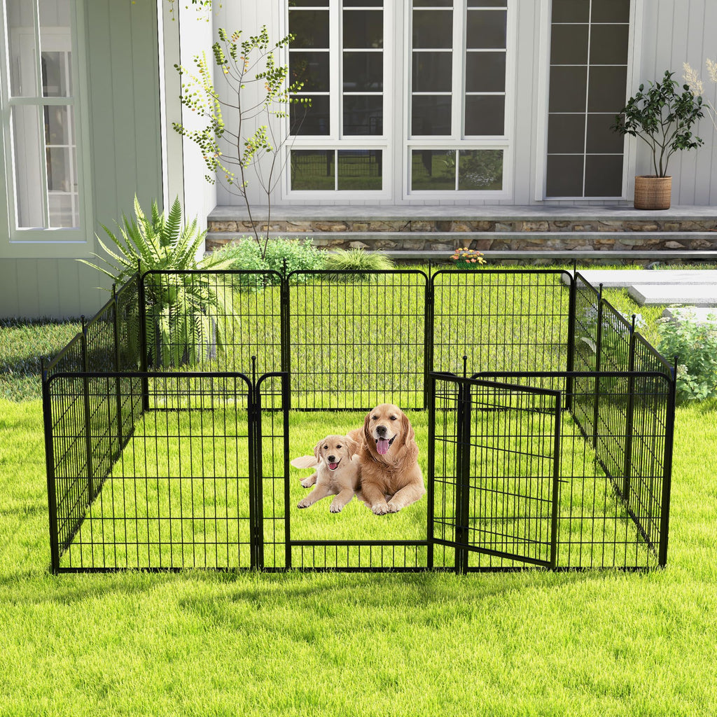 Garvee Dog Playpen 32" Height 8 Panels Pet Exercise Pen with Automatic Gravity Lock Doors, Portable Pet Play Yard Gate