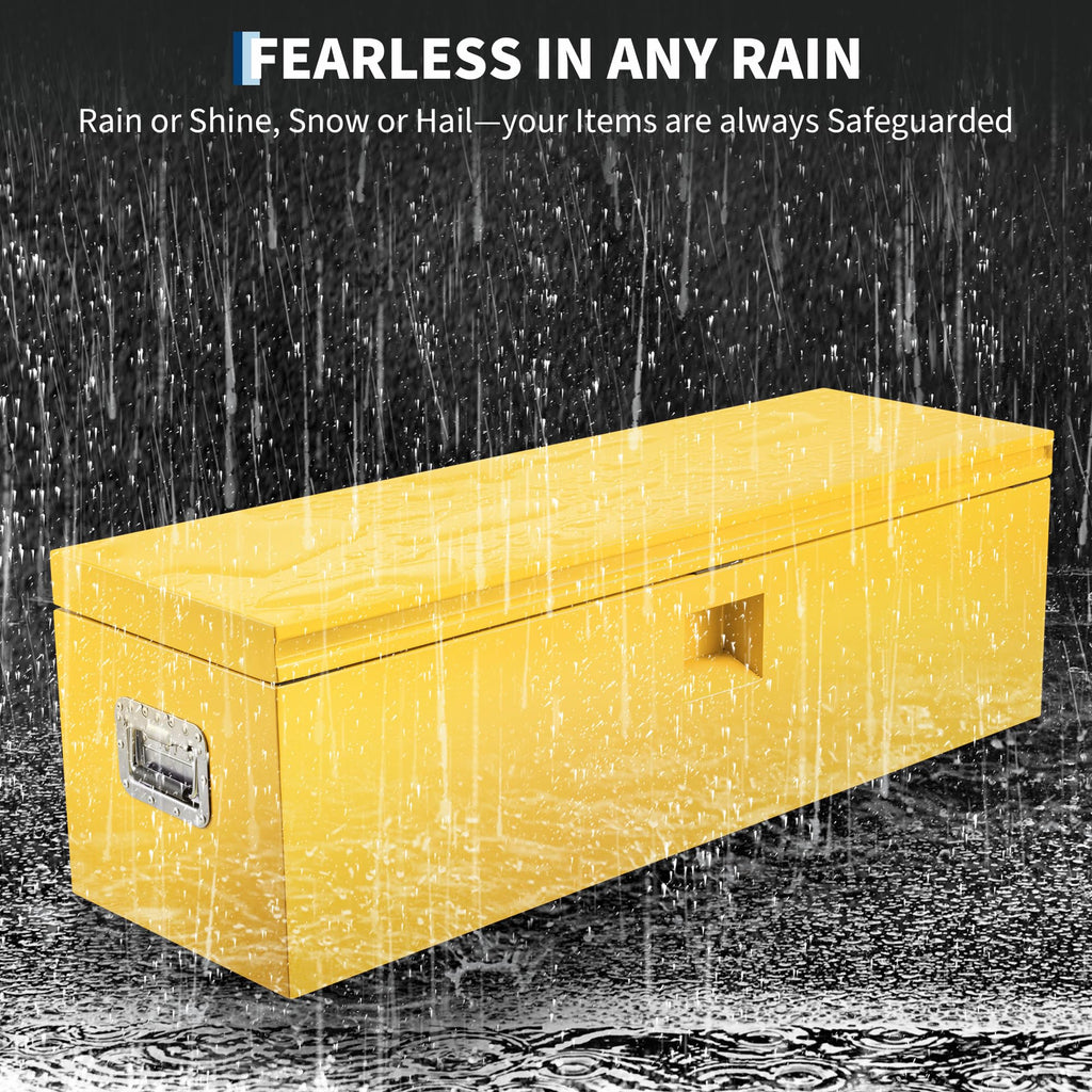 Garvee 48"X15"X15" Steel Truck Tool Box - Heavy-Duty, Dual Lids, Lockable, Weatherproof Storage for Pickup Truck Beds, RVs, and Trailers, Yellow
