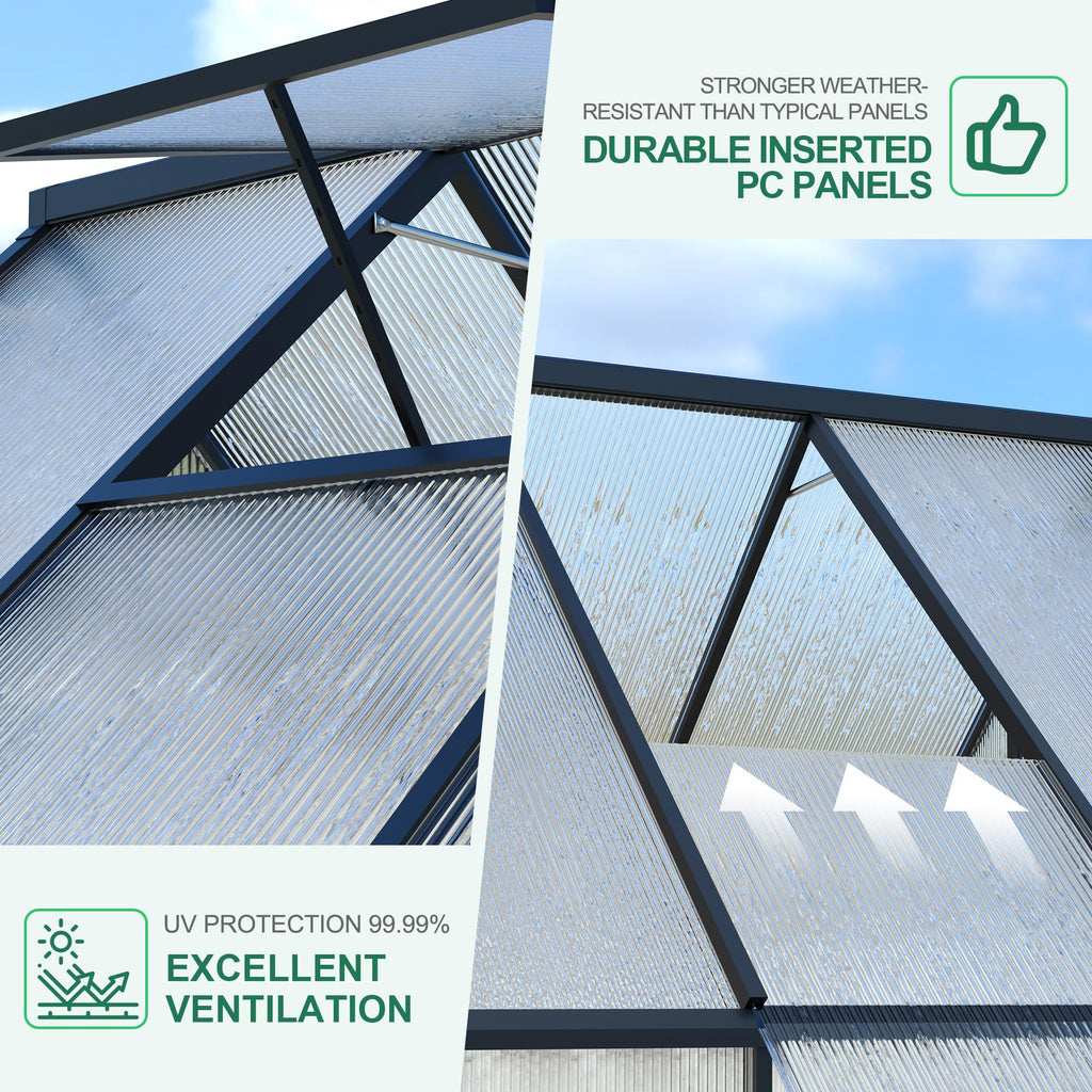Garvee 6'x9' Aluminum-Framed Polycarbonate Greenhouse – Heavy Duty Greenhouse Kit with Quick Setup, Roof Vent