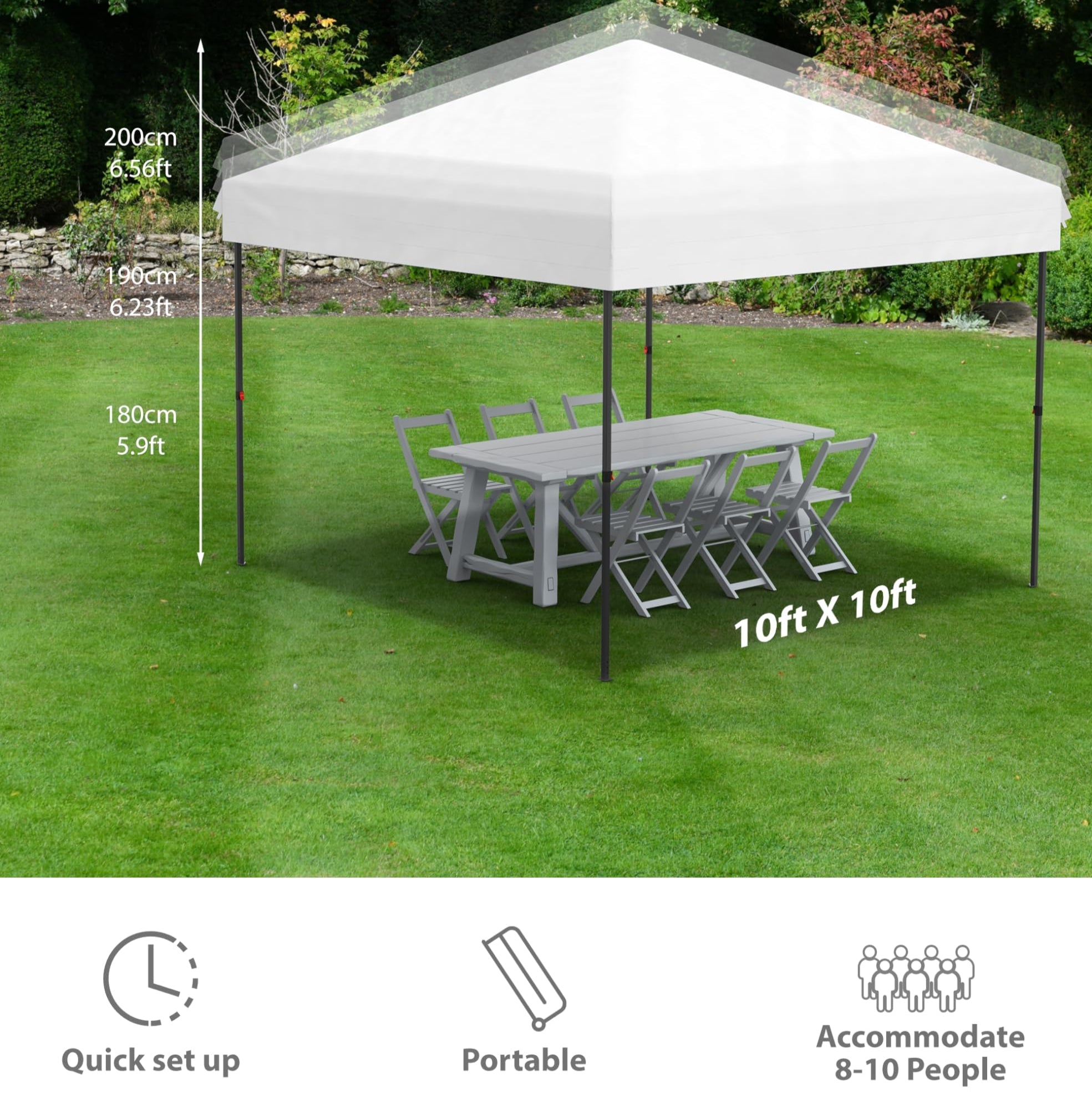 Garvee 10' X 10' Pop Up Canopy Tent Waterproof UV Resistant Commercial Instant Shelter with Carry Bag, White