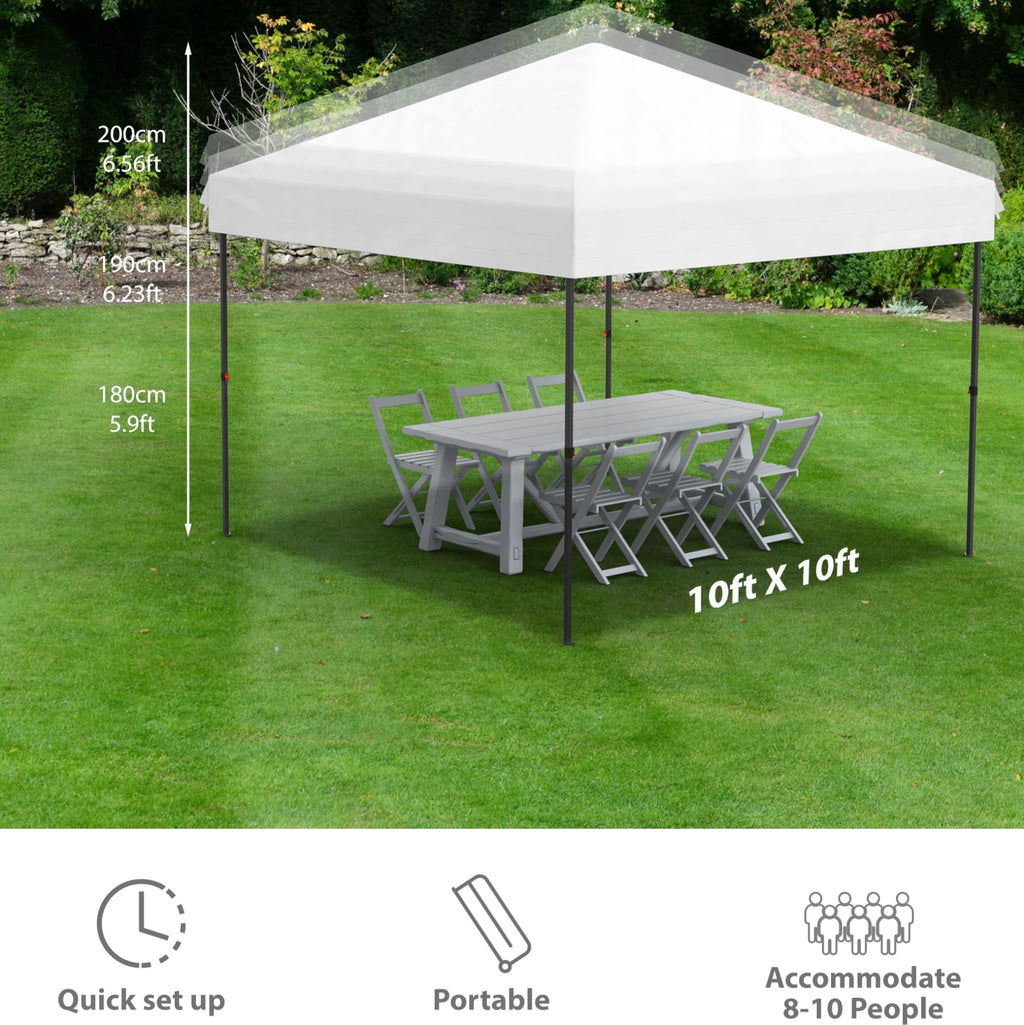 Garvee 10'x10' Pop-Up Canopy Tent with Sidewall - Portable Gazebo with Stakes & Ropes for Outdoor Events, Patio, Party, Camping, White
