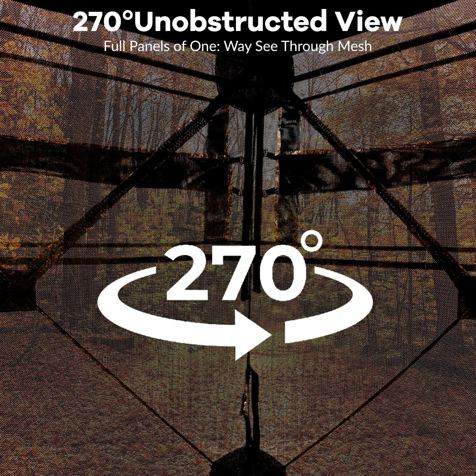 Garvee Pop-Up Hunting Blind - 270° Window Visibility, Silent Magnetic Door, Fits 4-6 People (116"x58"x66"), Lightweight & Portable