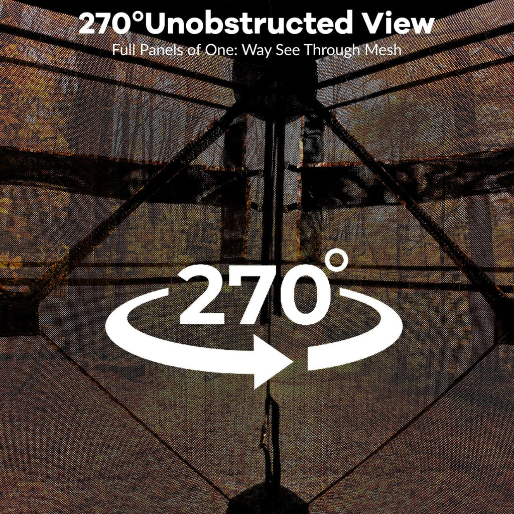 Garvee Pop-Up Hunting Blind for 2-3 People - 270° Window Visibility, Silent Magnetic Door (58"x58"x66"), Lightweight & Portable