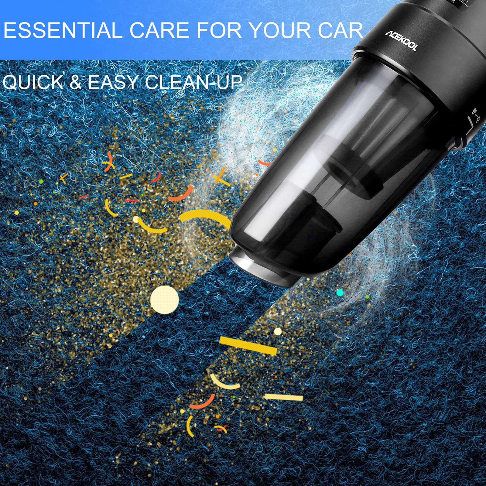 Garvee Car Handheld Vacuums, 8500Pa High Power Portable Mini Cordless Rechargeable Vacuum Cleaner for Car, Office Home and Pet Hair