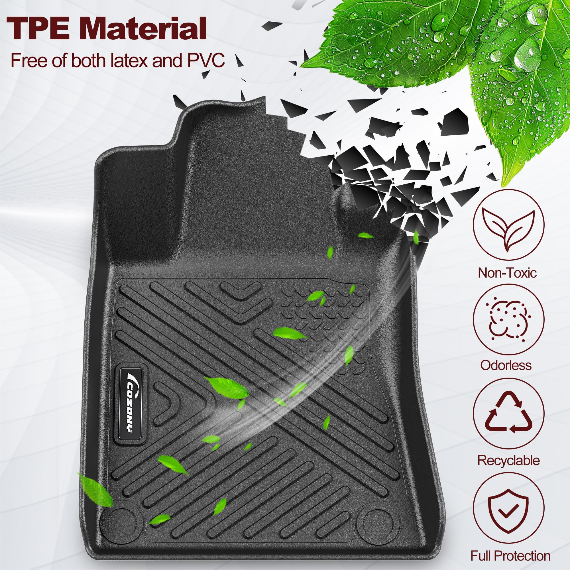 Garvee Floor Mats for 2019-2023 Ford Ranger Anti Skid Heavy Duty Waterproof Floor Liners Black Full Set