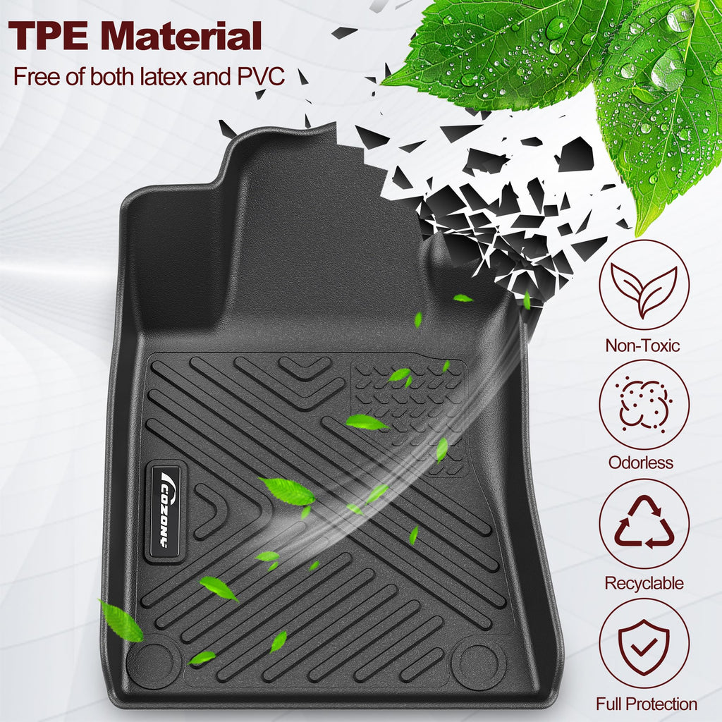 Garvee Floor Mats for 2024-2025 Ford Ranger Anti Skid Heavy Duty Waterproof Floor Liners Black Full Set
