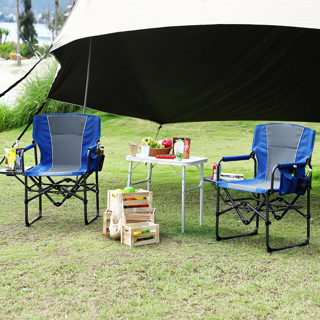 Garvee Oversized Portable Camping Directors Chair With Side Table & Detachable Pockets For Fishing Beach Picnic Concert Lawns, 31.89x19.69x36.22