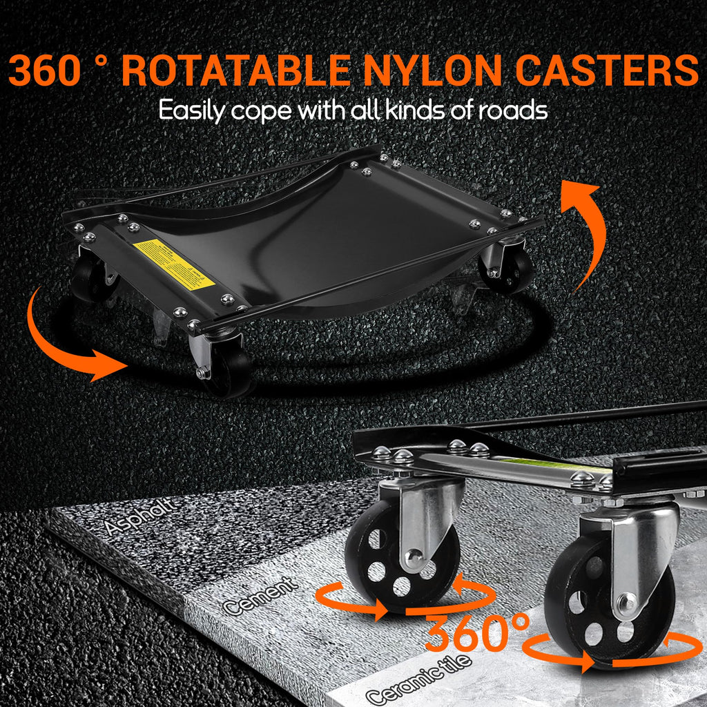 Garvee Car Wheel Dolly Set 4 Heavy Duty Steel Tire Skates Gloves Lockable Casters Handle Van Positioning Jack Lifter Garage