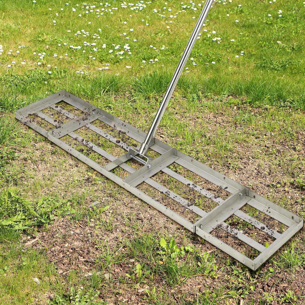 Garvee 48"×10" Heavy-Duty Steel Lawn Leveling Rake with 180° Flexible Rotation - Topdressing Spreader Tool for Backyard, Garden, Golf Course, Farm, and Pasture