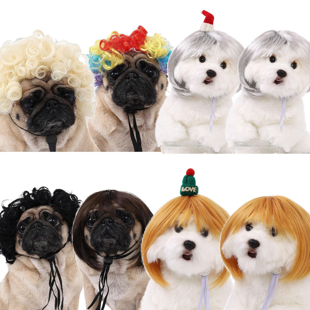 Garvee Funny Dog Cosplay Wig, Fashion Headwear Apparel Toy, Pet Supplies, Dog Dress Up for Halloween, Christmas, Parties, Festivals, Dog Wigs for Small Medium and Large Dogs