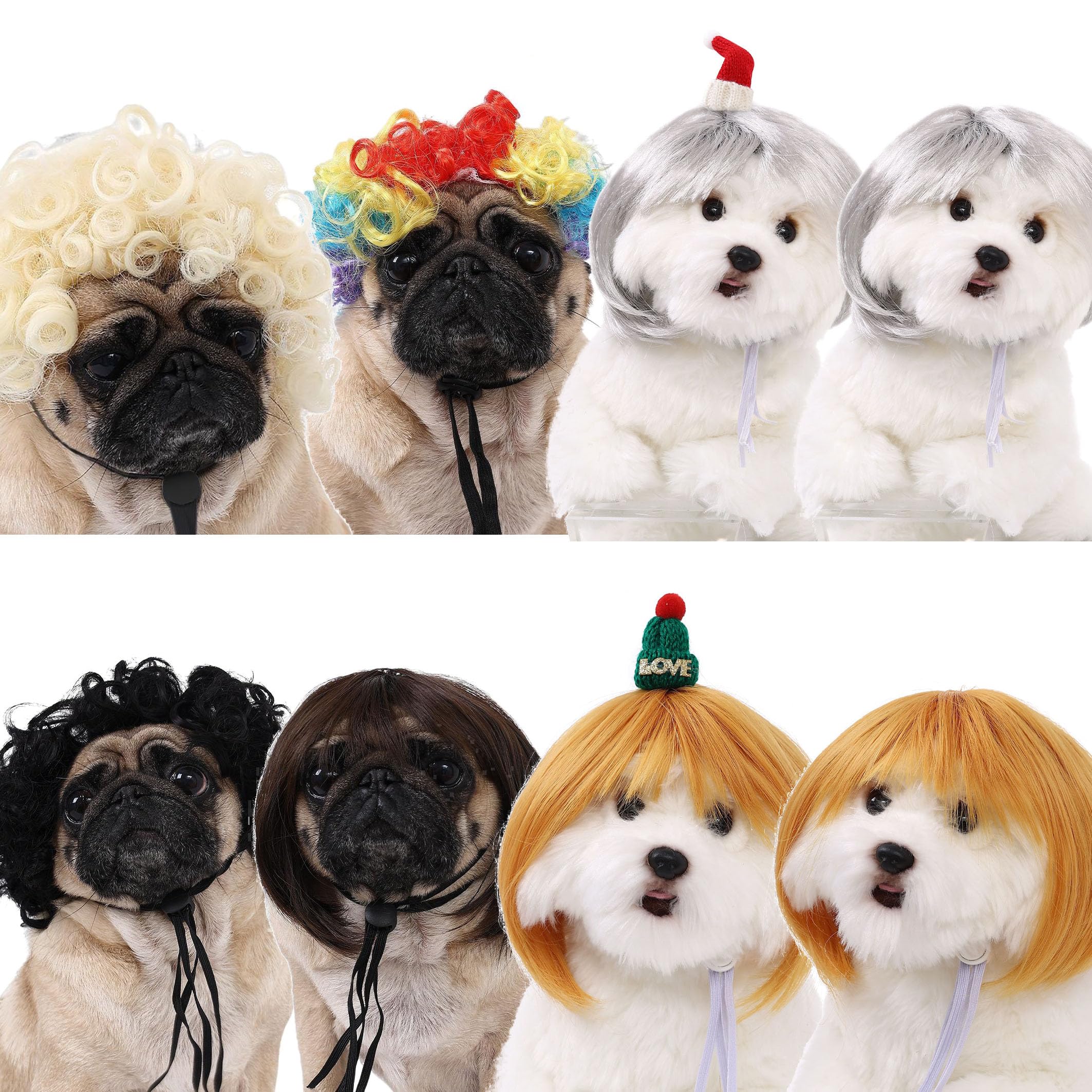 Garvee Funny Dog Cosplay Wig, Fashion Headwear Apparel Toy, Pet Supplies, Dog Dress Up for Halloween, Christmas, Parties, Festivals, Dog Wigs for Small Medium and Large Dogs