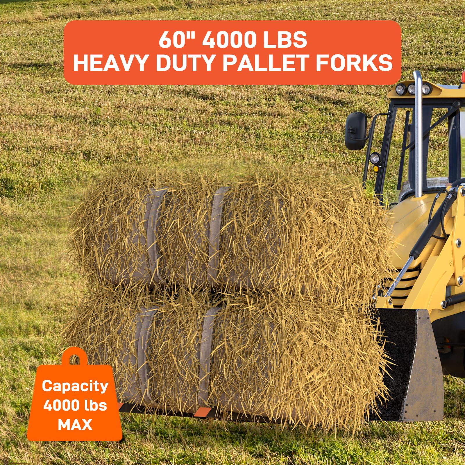 Garvee Double Nuts Pallet Forks, Clamp-On for Tractor & Skid Steer