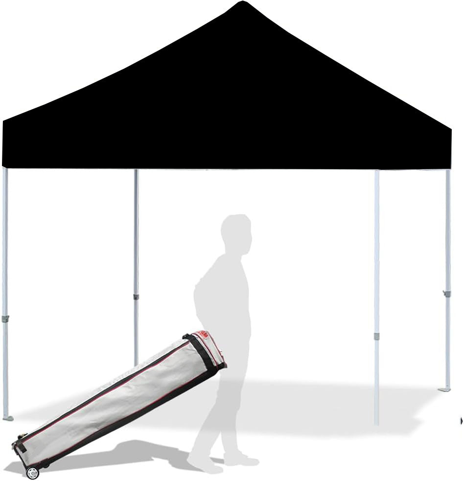 Garvee 10' X 10' Patio Pop Up Canopy Tent, Commercial Instant Canopy with Roller Bag and PU Coating Waterproof Fabric, All Season Heavy Duty Sun Shelter for Events, Parties, Camping, Black