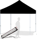 Garvee 10' X 10' Patio Pop Up Canopy Tent, Commercial Instant Canopy with Roller Bag and PU Coating Waterproof Fabric, All Season Heavy Duty Sun Shelter for Events, Parties, Camping, Black