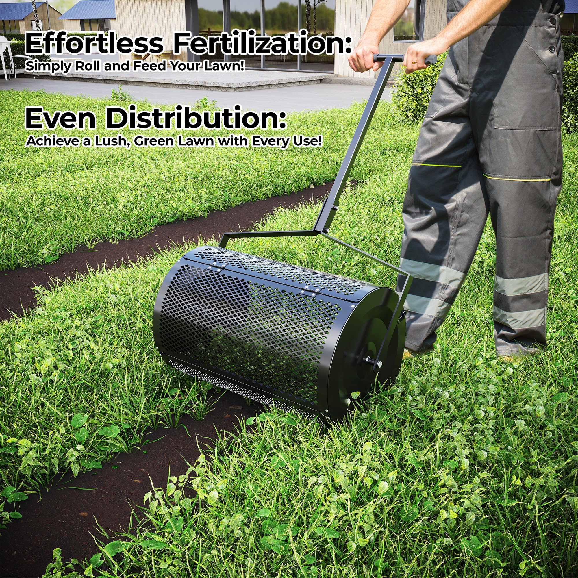 Garvee 2-Pack 24-Inch All-Season Lawn Spreaders – Compost, Mulch & Soil Spreader with Smart Dial Control