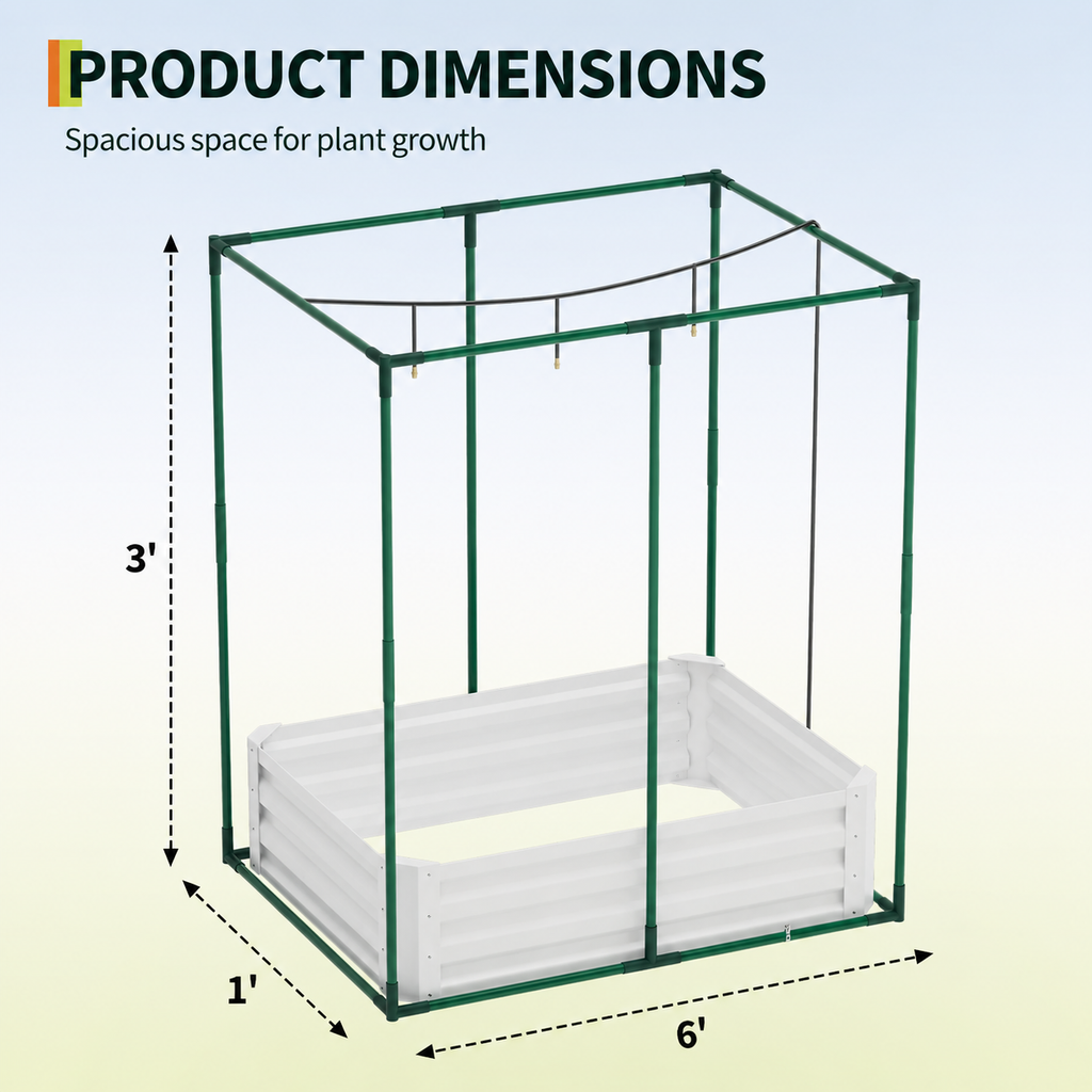 Garvee 6' x 3' x 1' Raised Garden Bed Kit with Shade Cloth & Drip Irrigation, 3-in-1 Galvanized Metal Planter Box with Insect Mesh Cover, Self-Watering Outdoor Garden Bed for Vegetables, Flowers & Herbs