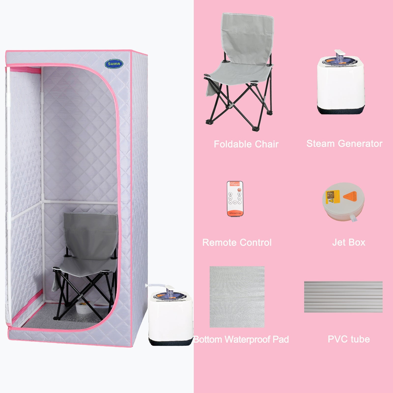 Garvee Portable Home Personal Spa Remote Controller Folding Chair Adjustable Gears Indoor Fast Heating Full Body Tent Grey