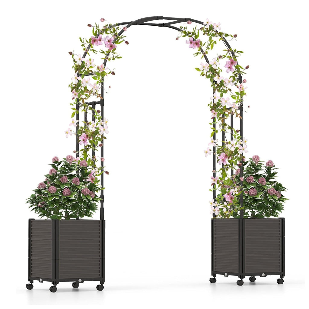 Garvee Metal Garden Arch Trellis, Black Wedding Arbor for Climbing Plants, Span 2.2