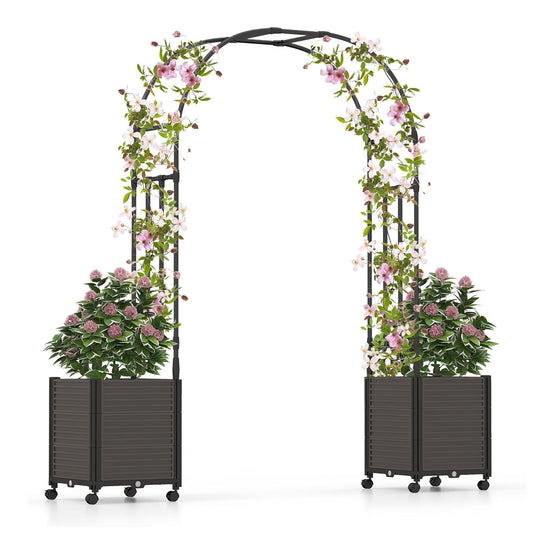 Garvee Metal Garden Arch Trellis, Black Wedding Arbor for Climbing Plants, Span 2.2
