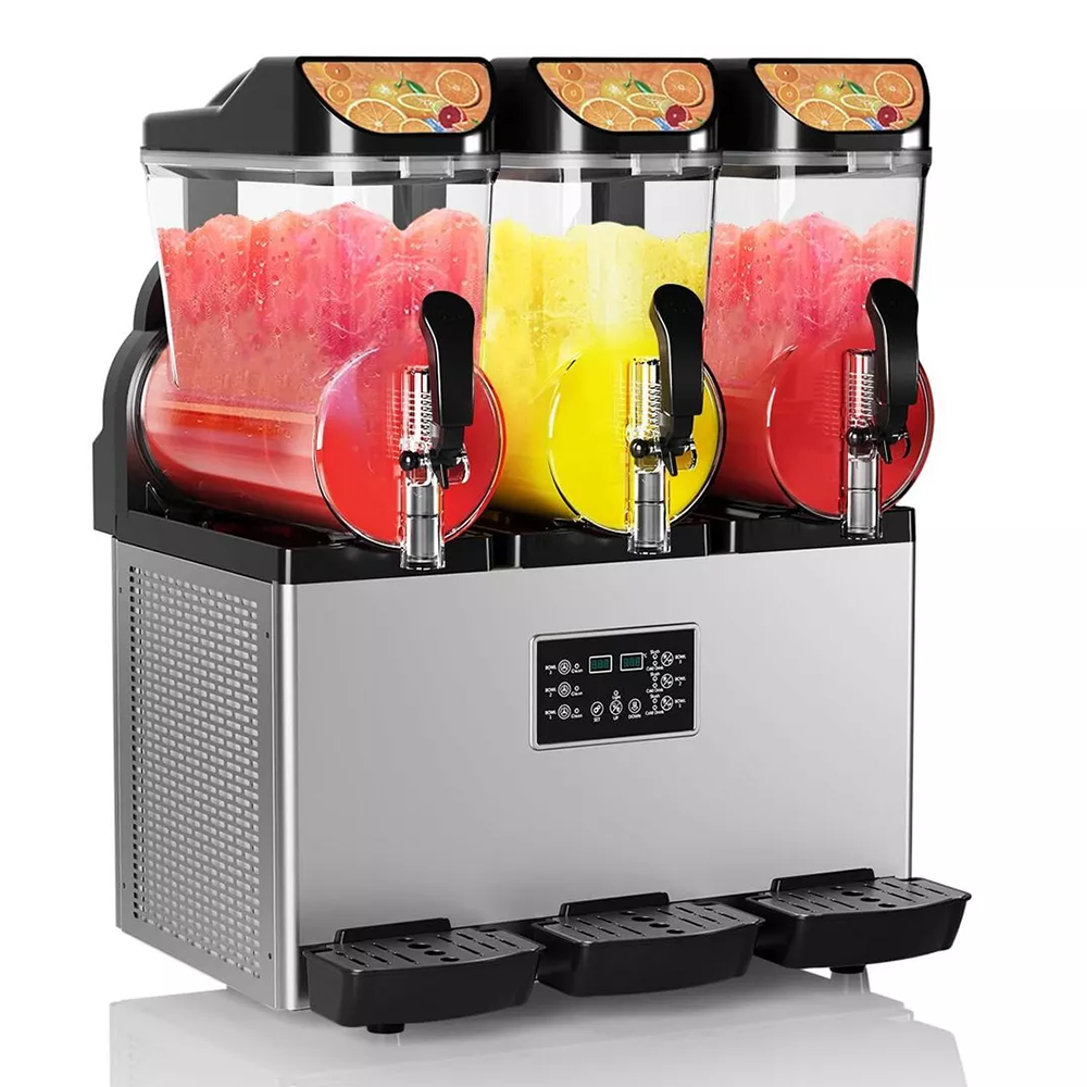 Garvee Commercial Slushy Machine 15Lx3 1200W Stainless Steel Self-Cleaning Large Capacity for Home Party Restaurants Cafe Bars