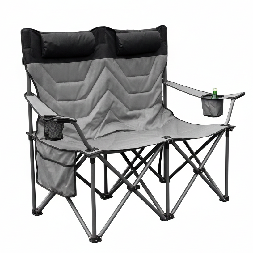 Garvee Heavy Duty Oversized Camping Chair for 2 Person, Folding Outdoor Chair with Cooler Pouch, Quad Lumbar Support, 700 LB Capacity