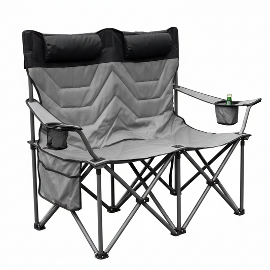 Garvee Heavy Duty Oversized Camping Chair for 2 Person, Folding Outdoor Chair with Cooler Pouch, Quad Lumbar Support, 700 LB Capacity