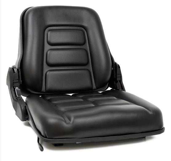 Garvee Adjustable Tractor Seat with 3-Position Recline, Universal Forklift Mower with Suspension, Black Vinyl Replacement Seat for Farm Equipment