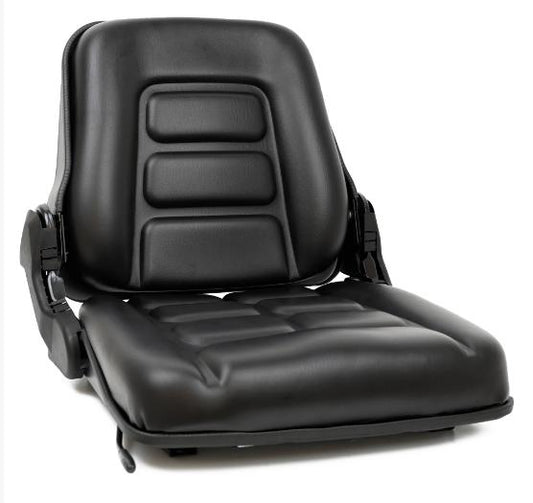 Garvee Adjustable Tractor Seat with 3-Position Recline, Universal Forklift Mower with Suspension, Black Vinyl Replacement Seat for Farm Equipment