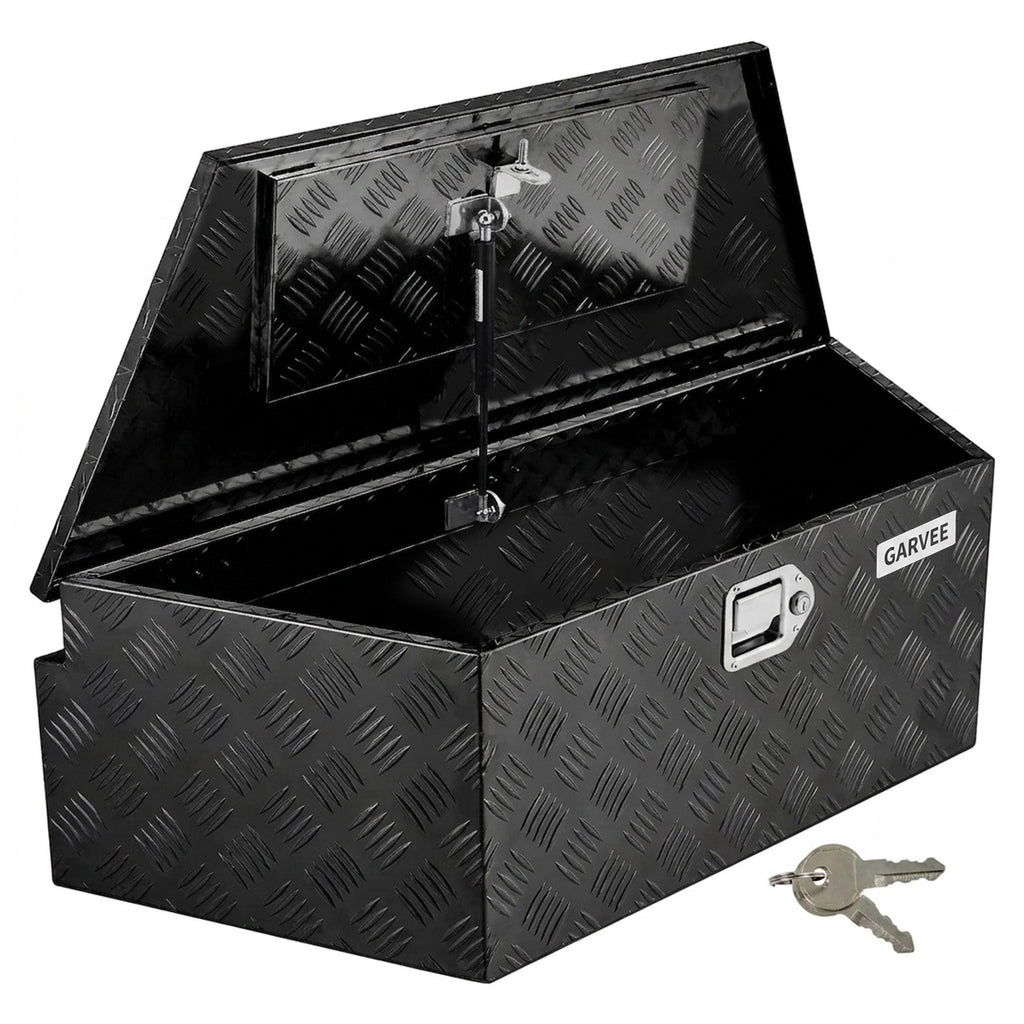 Garvee 33Inch Trailer Tongue Boxes,Heavy Duty Aluminum Trailer Tool Box With Lock and Keys,Diamond Plate Storage Box,Waterproof Trailer Box for Pick Up Truck Bed,RV Trailer,Black