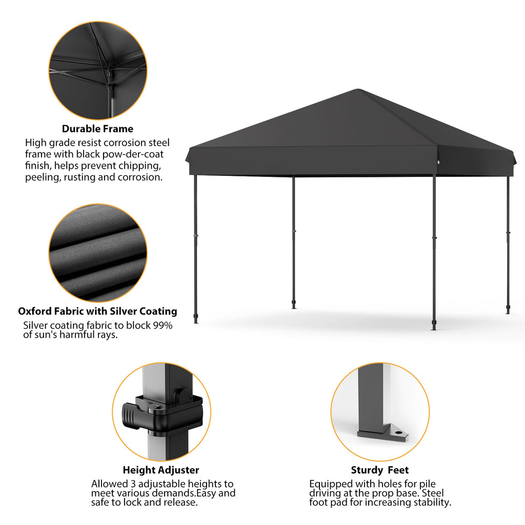 Garvee 10' x 10' Pop Up Canopy Tent, Waterproof UPF50+ Instant Shelter with Roller Bag, Sandbags, Stakes & Ropes for Market, Camping, Party & Patio