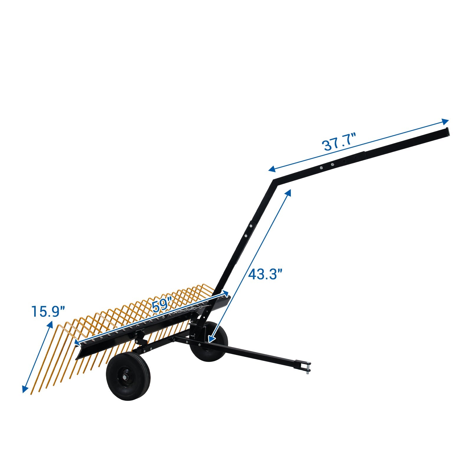 Garvee 60 Inch ATV Tow Behind Durable Corrosion Resistant Steel Pine Straw Rake, Landscape Rake, Dethatcher Rake for Tractor