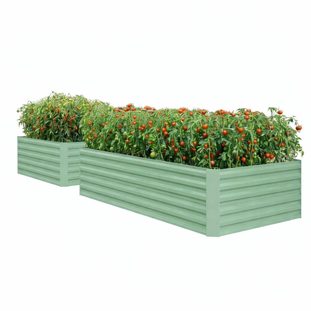 Garvee 2-Pack 8' × 4' × 2' Metal Raised Garden Beds, 24-Inch Deep Open-Bottom Planter Boxes for Vegetables, Herbs & Flowers, Green