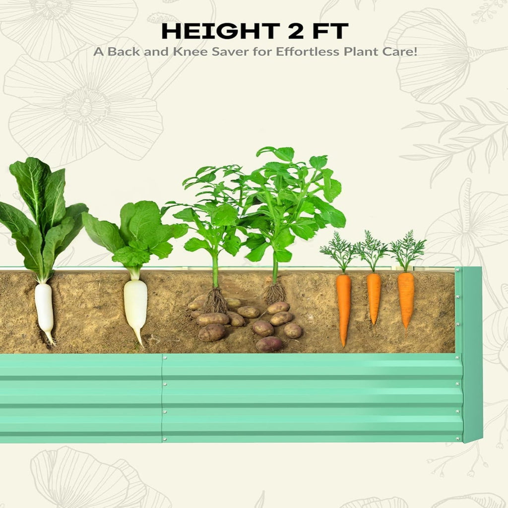 Garvee 2-Pack 8' × 4' × 2' Metal Raised Garden Beds, 24-Inch Deep Open-Bottom Planter Boxes for Vegetables, Herbs & Flowers, Green
