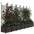 Garvee 7Pcs Plastic Plant Box with Metal Trellis, Raised Garden Bed with Trellis Planter for Climbing Plant Outdoor Raised Planter Box Privacy Screen for Patio Balcony,Planter Box for Backyard Patio
