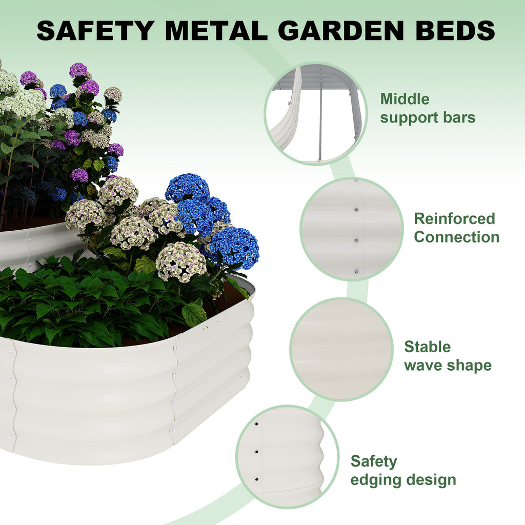 Garvee 3-Tier Galvanized Raised Garden Bed Kit - Modular Planter Box w/Rust-Resistant Steel, Tool-Free Assembly for Vegetables/Herbs, Beige
